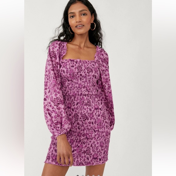 Free People Dresses & Skirts - Free People Smock It To Me Mini Dress in Azalea Combo NWT SZ XS RT $148